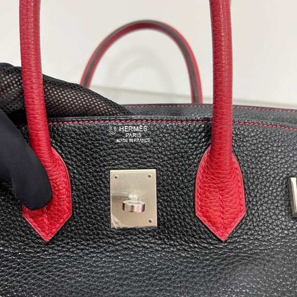 🖤❤️SOLD!!❤️🖤 HERMES BIRKIN 35 HSS BI-COLOR NOIRROUGE TOGO GARANCE BRUSHED PHW - Picture 13 of 16